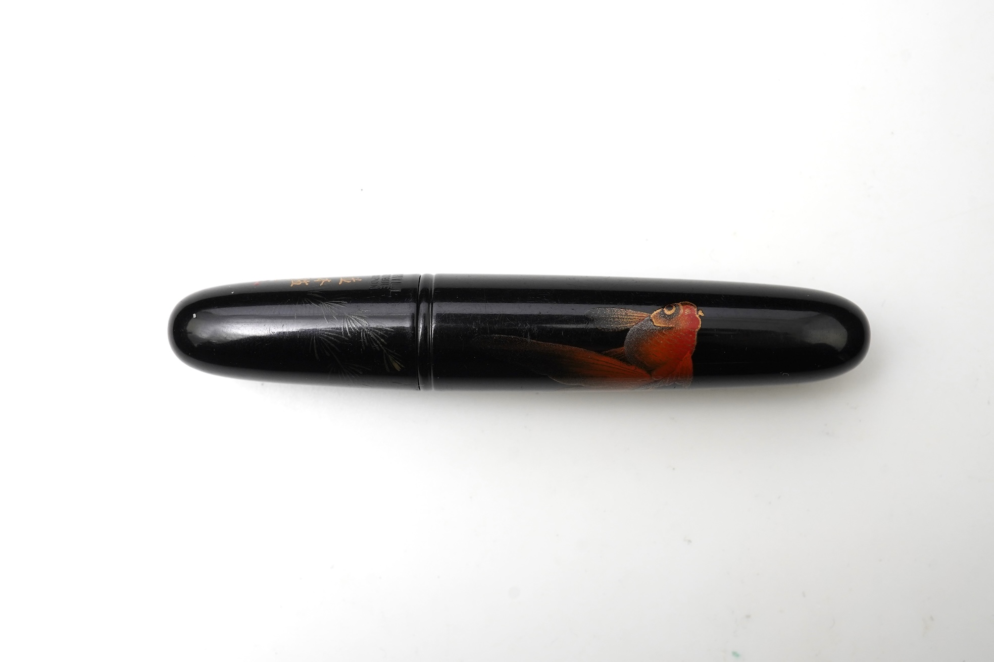 Rare Dunhill Namiki Lacquer concealed cigarette holder with goldfish design and artist's signature, made in Japan circa 1930s